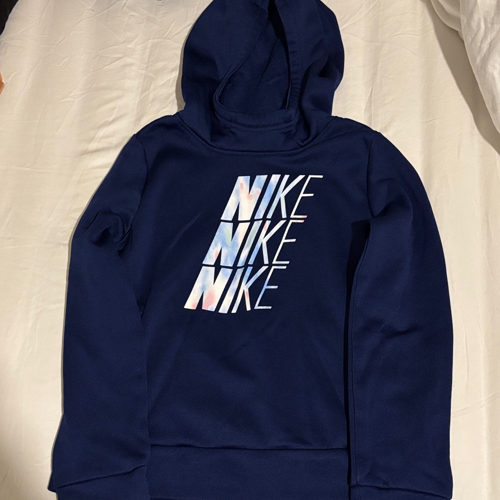 Nike Deep Blue Hoodie with Multicolor Logo